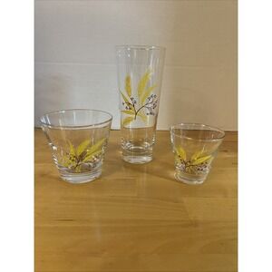 Vintage 3 Pc Century Service Autumn Gold Glasses